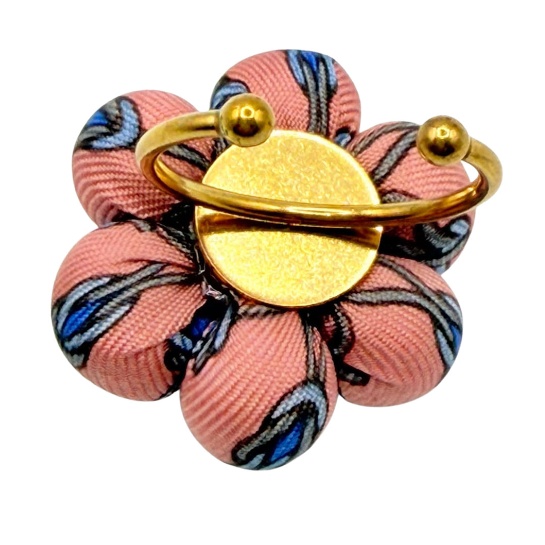Knot Print Pink Vintage Silk Necktie Ring
