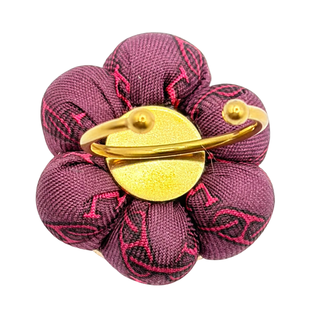 H Print Red Vintage Silk Necktie Ring