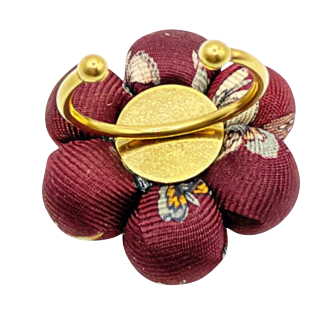 Butterfly Print Vintage Silk Necktie Ring