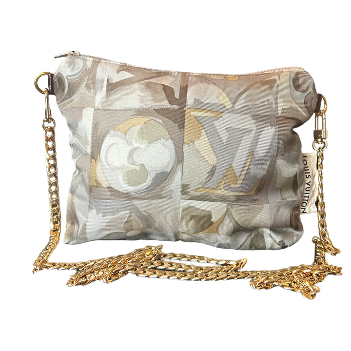 Au Fils du Temps Logo Vintage Silk Scarf Crossbody Bag