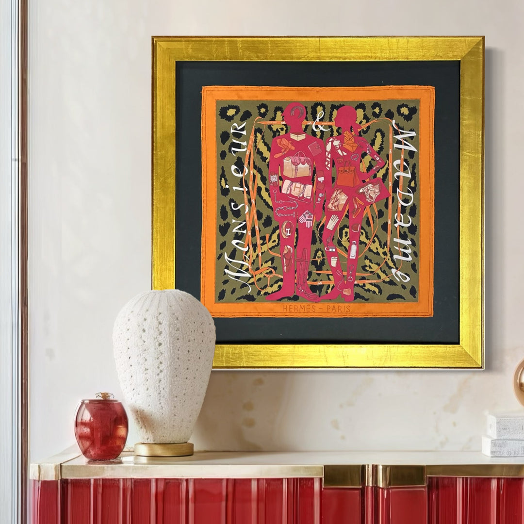 Hermes Monsieur et Madame Scarf | Framed Hermes Scarf at Vintage Luxe Up