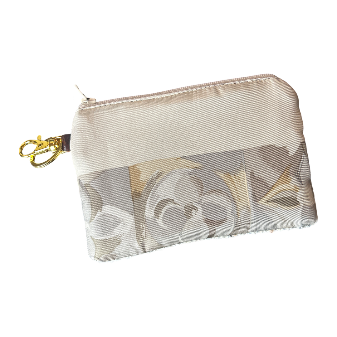 Au Fils du Temps Logo Vintage Silk Scarf Coffee Run Keychain Bag