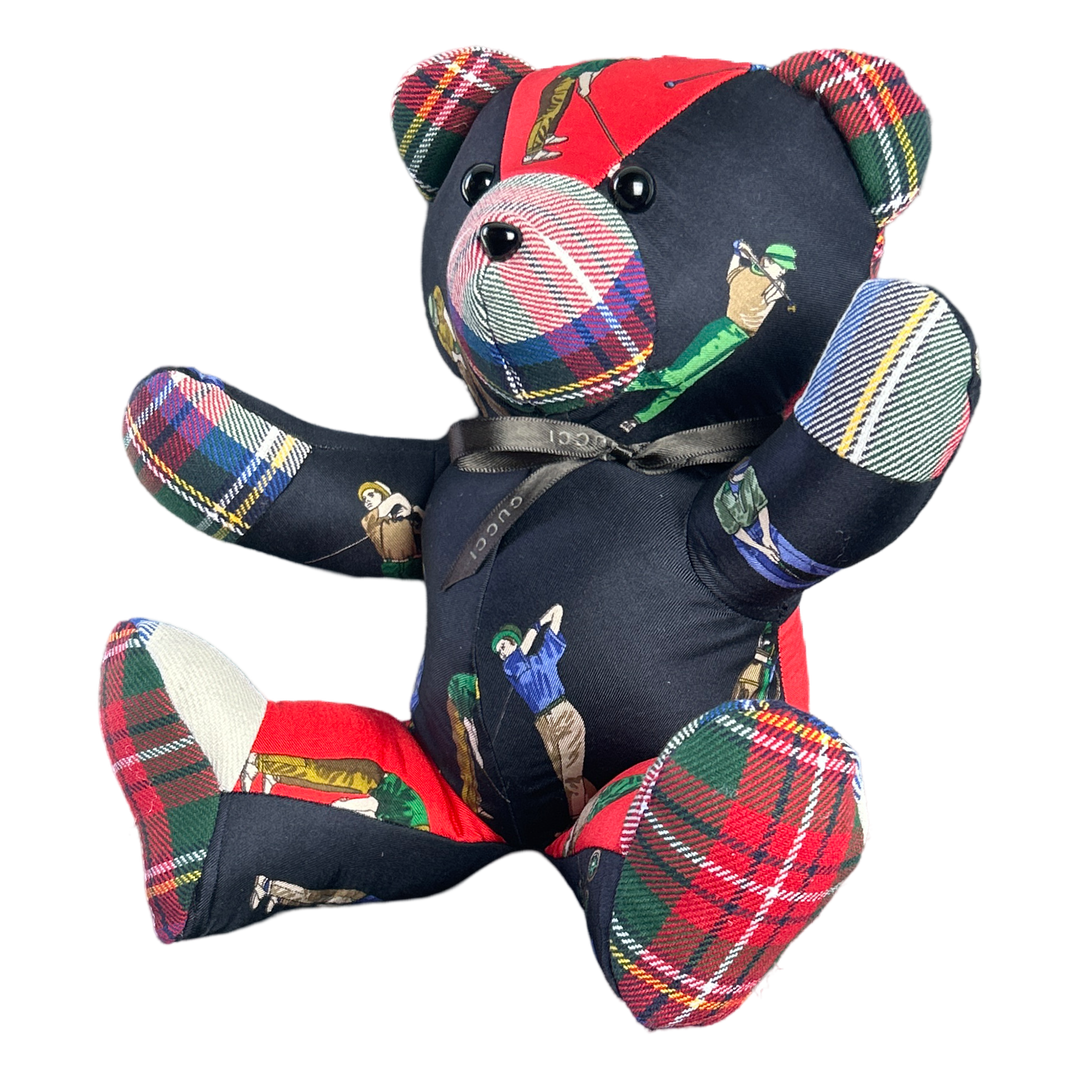 Gucci Golf Scarf Patchwork Teddy Bear at Vintage Luxe Up
