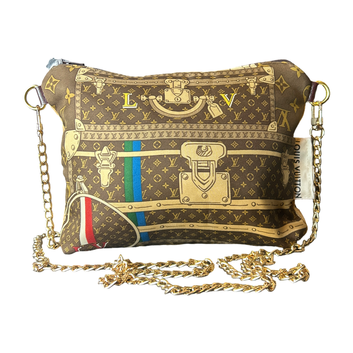Monogram Luggage Vintage Silk Scarf Crossbody Bag