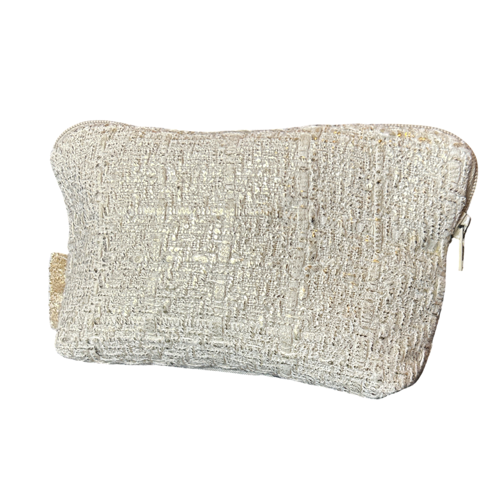 CC Logo Ivory Vintage Silk Scarf Beauty Bag