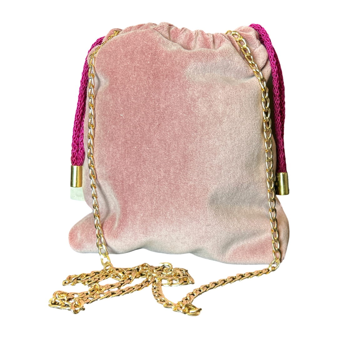 LV Monogram Flower Vintage Silk Scarf Drawstring Crossbody Bag