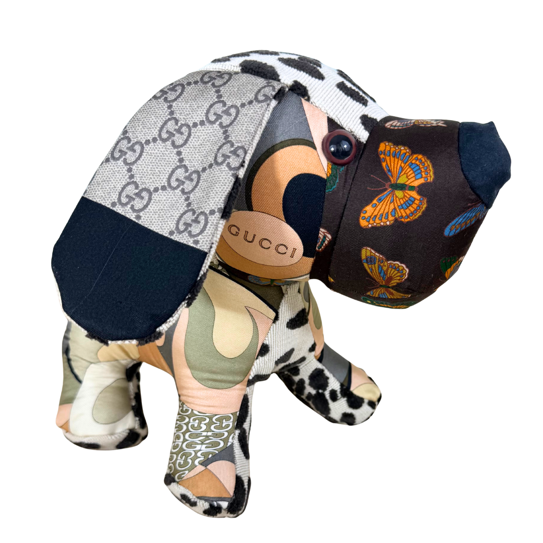 GG Abstract Vintage Silk Scarf Loyal Puppy