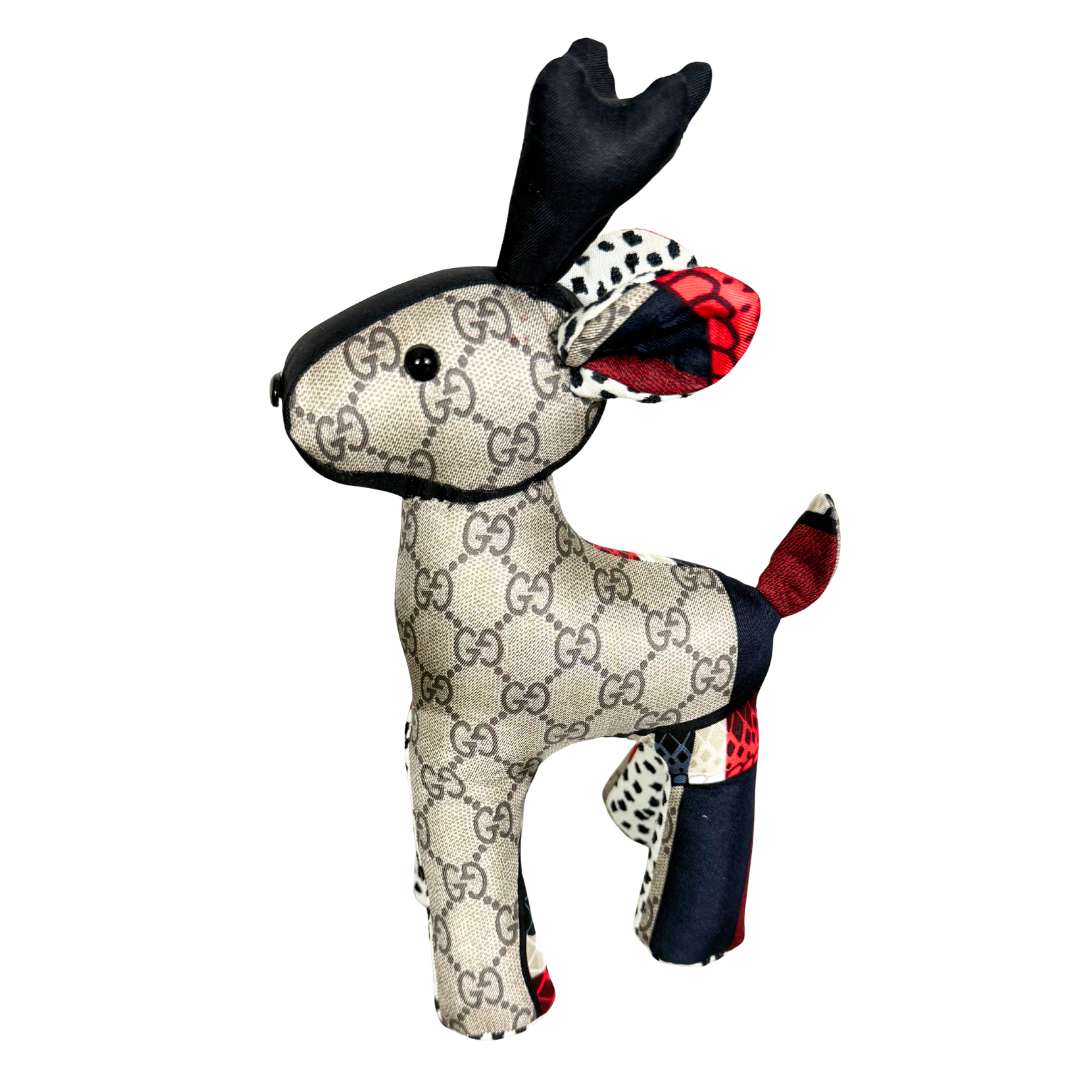 GG Logo Vintage Silk Scarf Guide Reindeer
