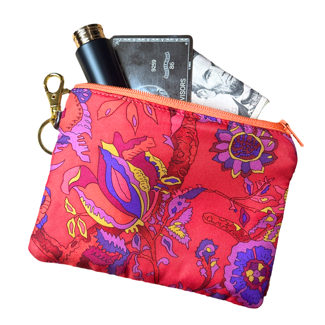 HERMES Fantaisies Indiennes Vintage Scarf Keychain Wristlet Bag