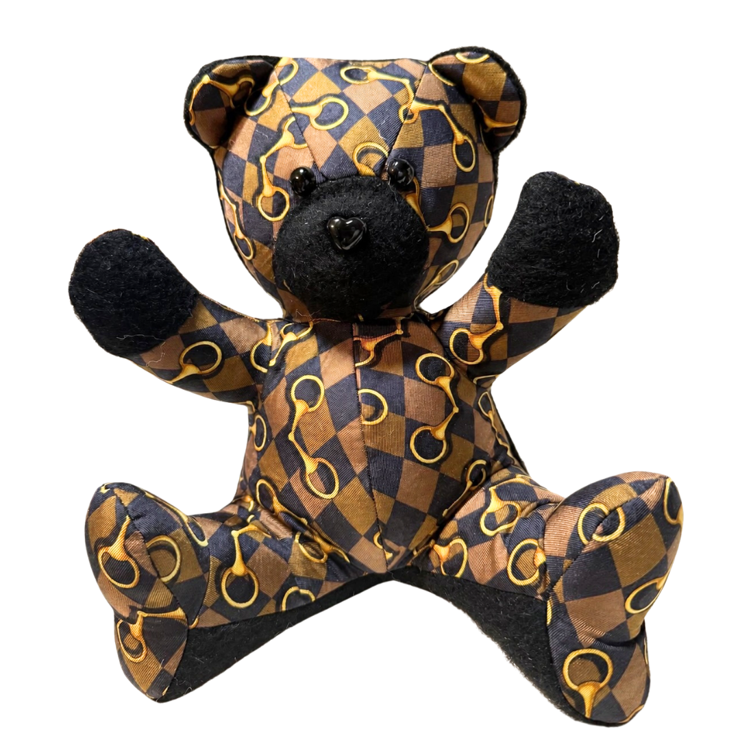 Horsebit Vintage Silk & Cashmere Scarf Tender Teddy Bear