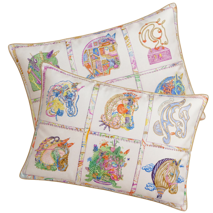 Chevaloscope Vintage Silk Scarf Pillows
