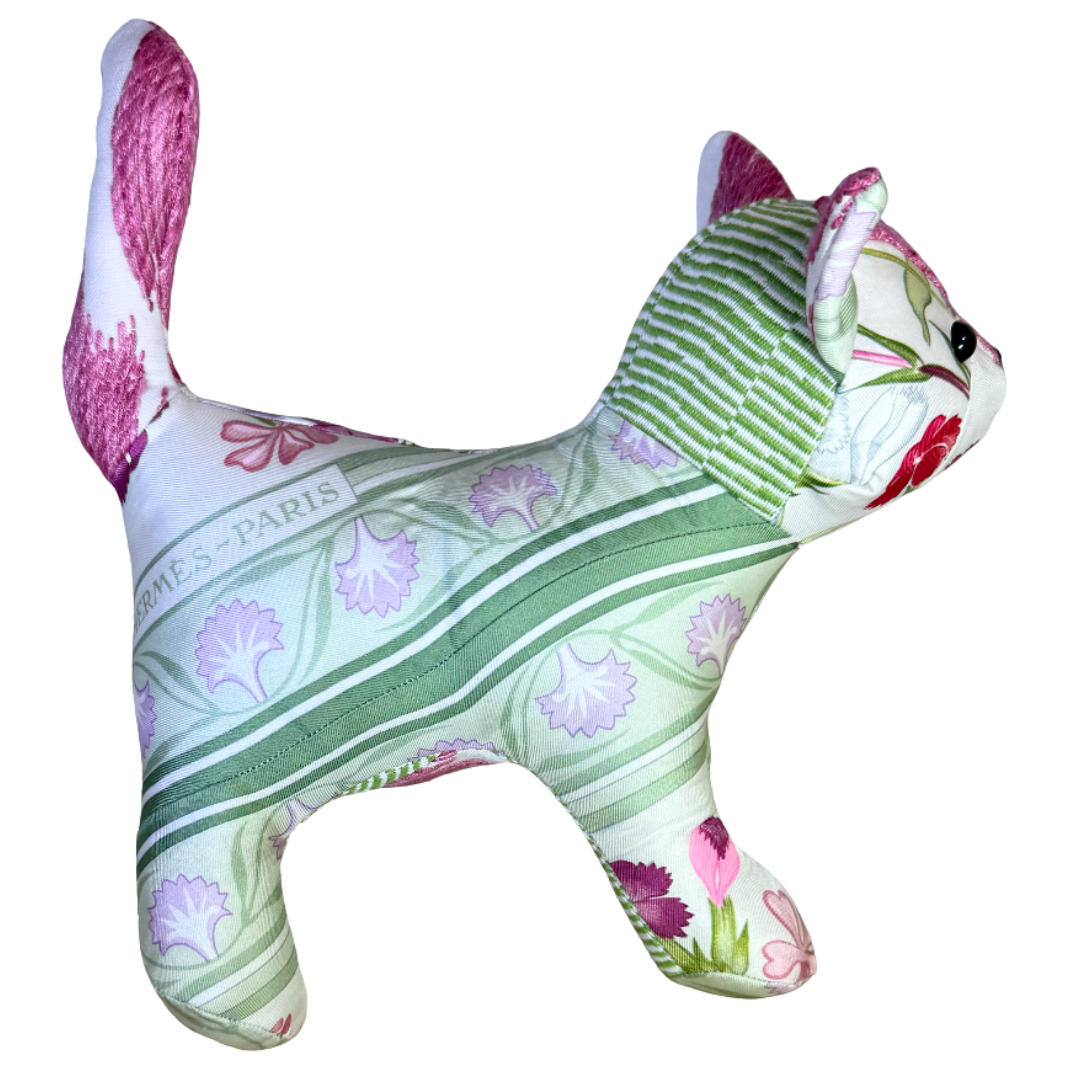 Oeillets Sauvages Vintage Silk Scarf Charming Kitten