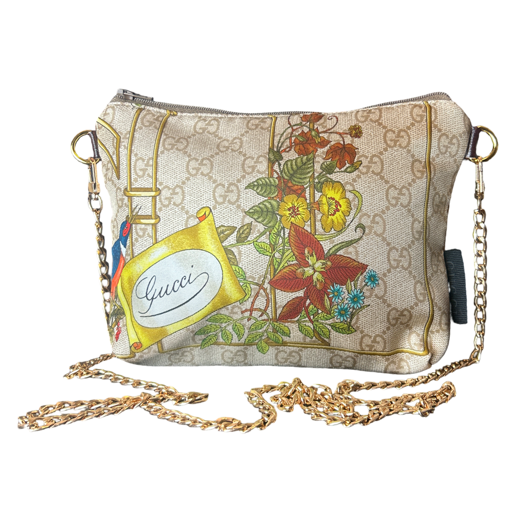 GG Floral Lattice Vintage Silk Scarf Crossbody Bag
