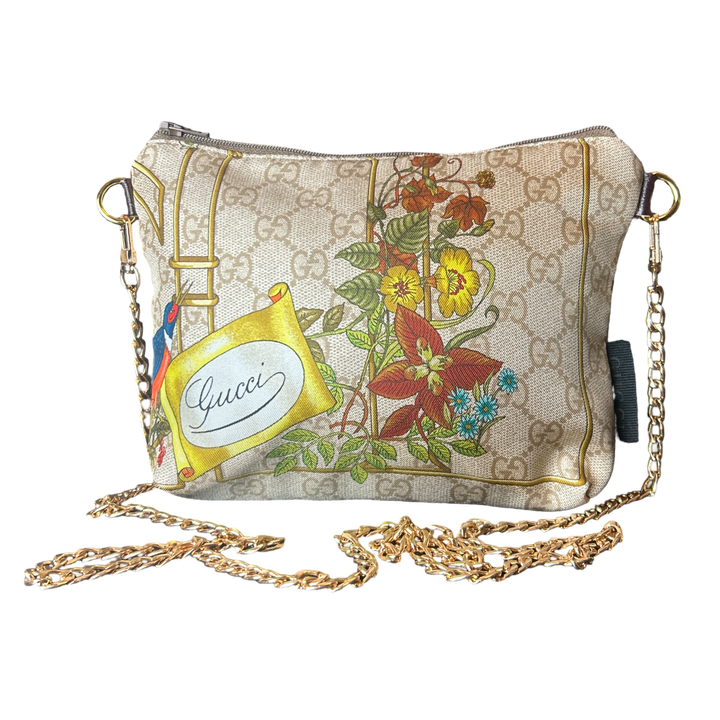 GG Floral Lattice Vintage Silk Scarf Crossbody Bag