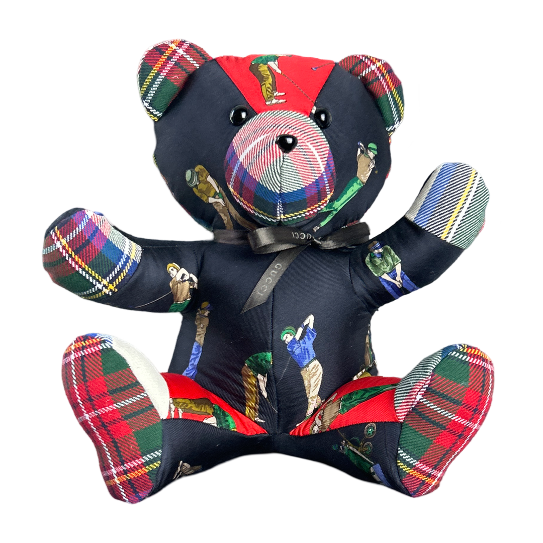 Gucci Golf Scarf Patchwork Teddy Bear at Vintage Luxe Up