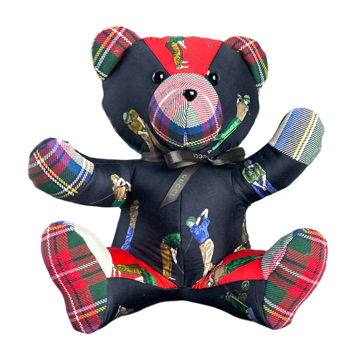 Gucci Golf Scarf Patchwork Teddy Bear at Vintage Luxe Up