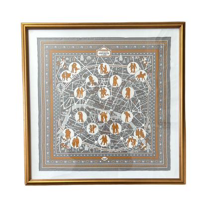 Hermes Les Nouveaux Amoureux de Paris Framed Hermes Scarf at Vintage Luxe Up