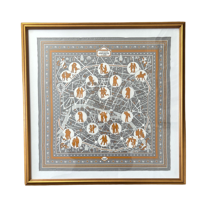 Hermes Les Nouveaux Amoureux de Paris Framed Hermes Scarf at Vintage Luxe Up