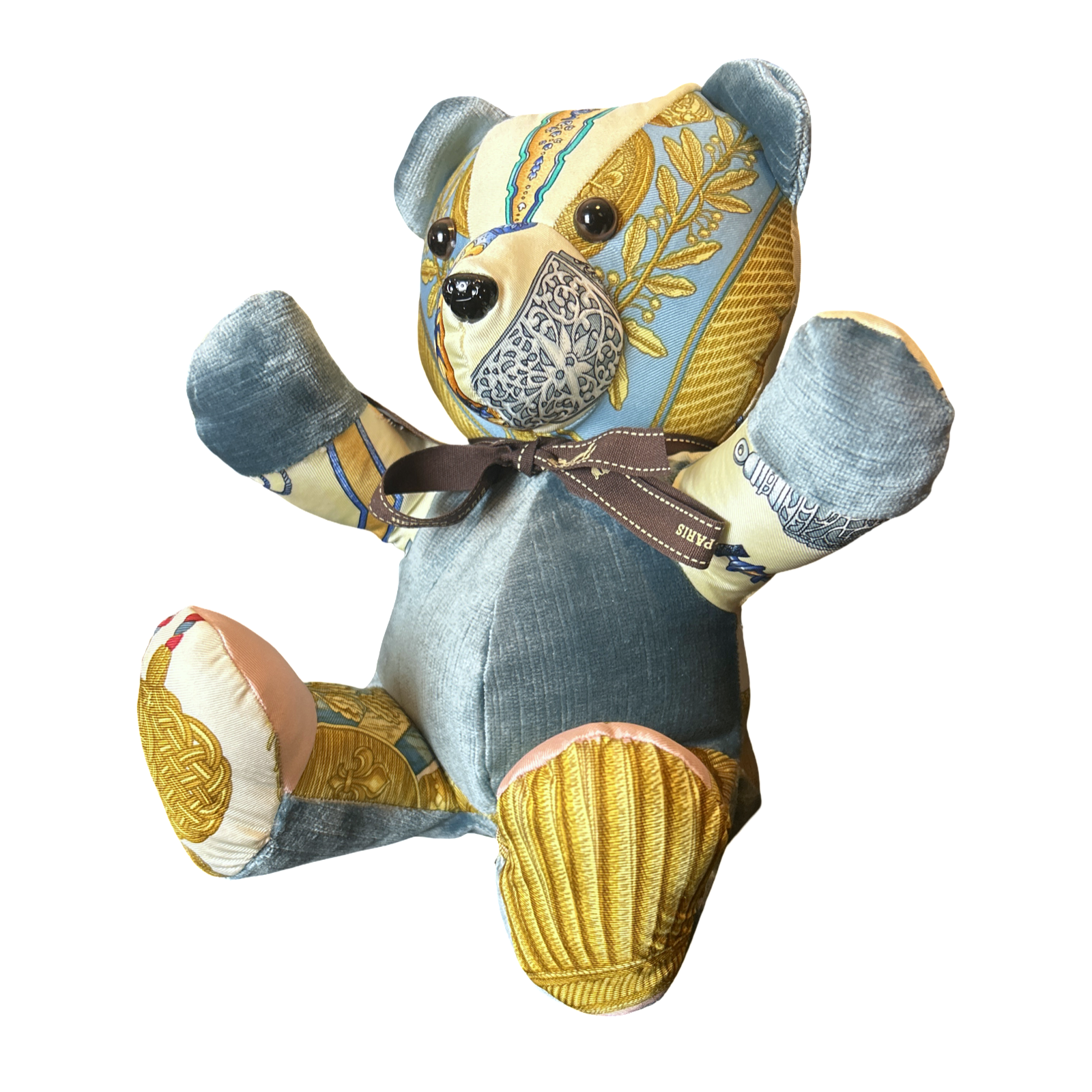 Hermes Qu’Importe le Flacon Scarf Patchwork Teddy Bear at Vintage Luxe Up