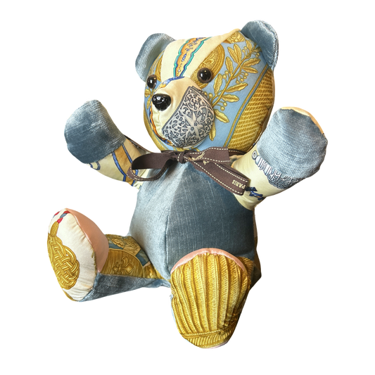 Hermes Qu’Importe le Flacon Scarf Patchwork Teddy Bear at Vintage Luxe Up