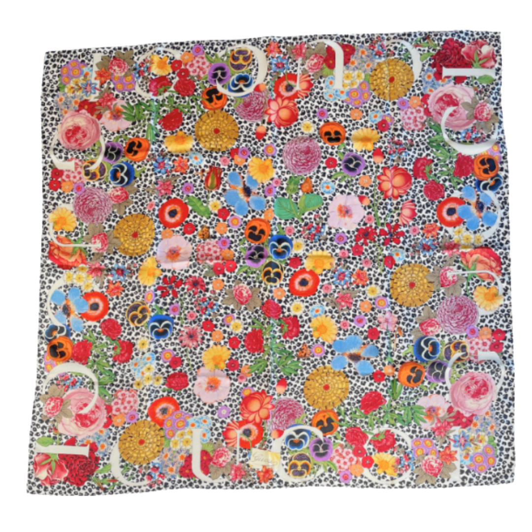 Gucci Leopard Floral Scarf 