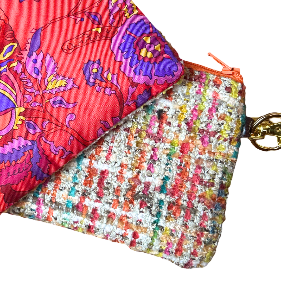Fantaisies Indiennes Vintage Silk Scarf Coffee Run Keychain Bag