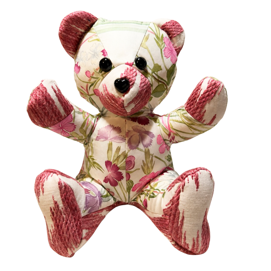 Oeillets Sauvage Vintage Silk Scarf Tender Teddy Bear