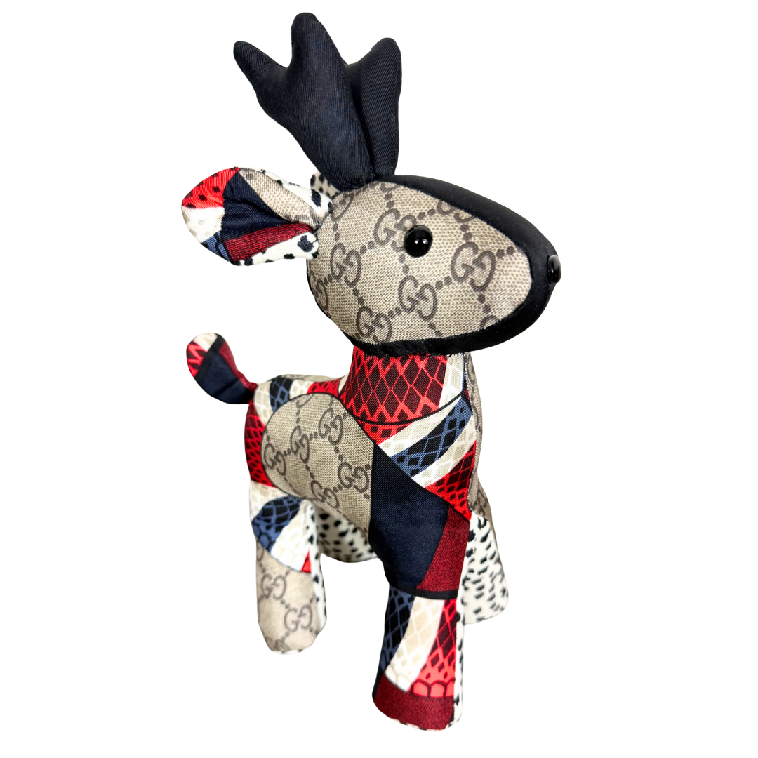 GG Logo Vintage Silk Scarf Guide Reindeer