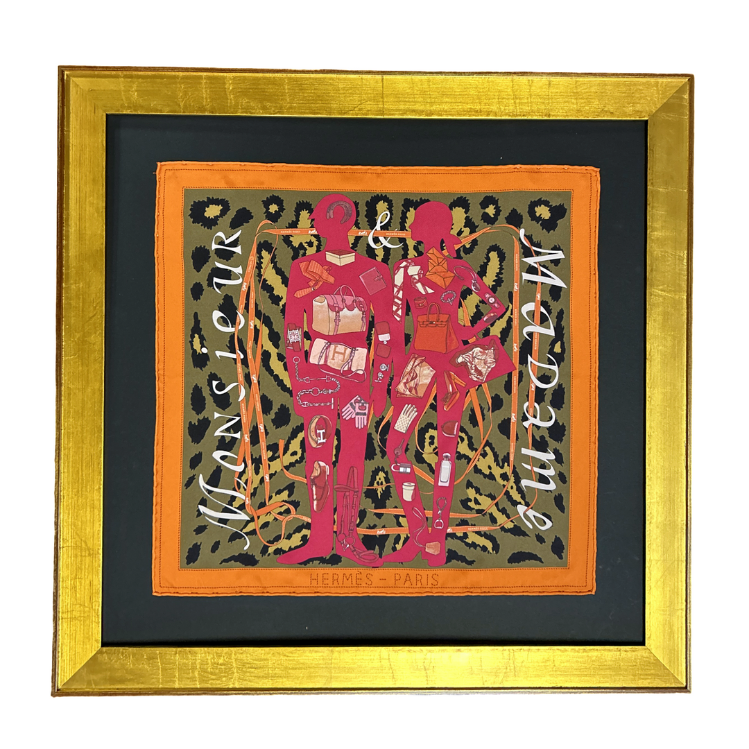 Hermes Monsieur et Madame Scarf | Framed Hermes Scarf at Vintage Luxe Up
