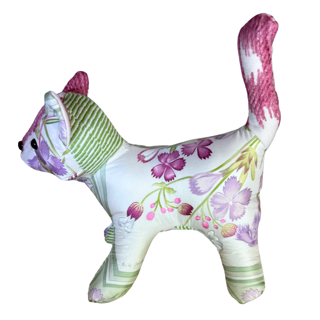 Oeillets Sauvages Vintage Silk Scarf Charming Kitten