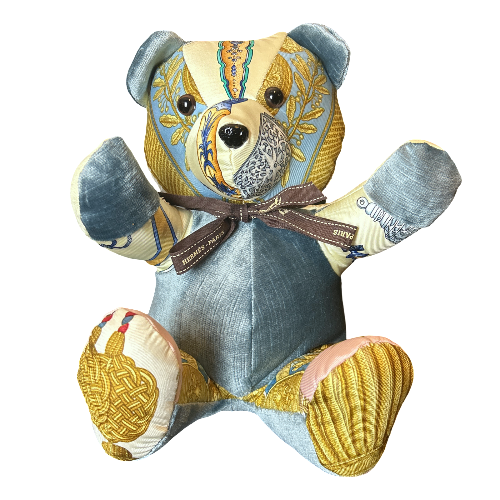 Hermes Qu’Importe le Flacon Scarf Patchwork Teddy Bear at Vintage Luxe Up