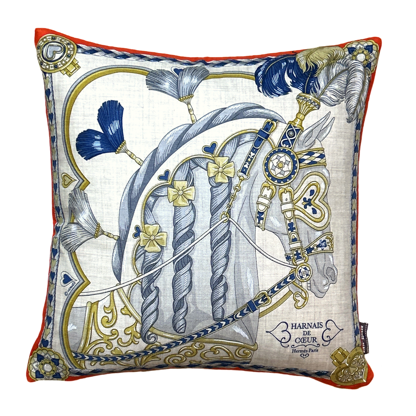 Hermes Harnais de Coeur Scarf Pillow at Vintage Luxe Up