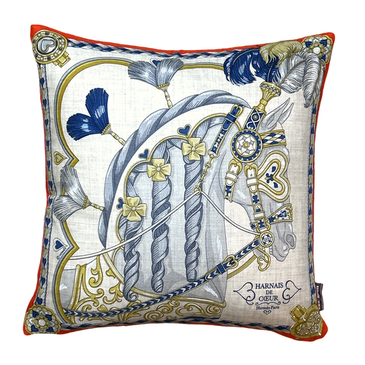 Hermes Harnais de Coeur Scarf Pillow at Vintage Luxe Up
