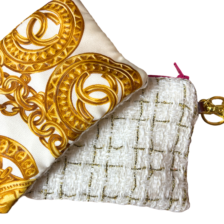 CC Logo Gold Coins Vintage Silk Scarf Coffee Run Keychain Bag