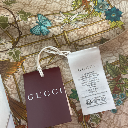 GG Floral Lattice Vintage Silk Scarf Coffee Run Keychain Bag