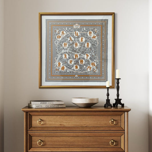 Hermes Les Nouveaux Amoureux de Paris Framed Hermes Scarf at Vintage Luxe Up