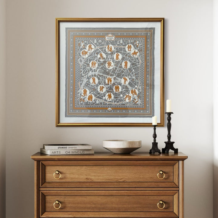 Hermes Les Nouveaux Amoureux de Paris Framed Hermes Scarf at Vintage Luxe Up