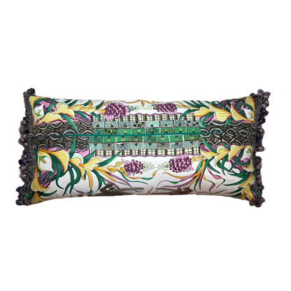 Marche du Zambeze Vintage Silk Scarf Lumbar Pillow 35"
