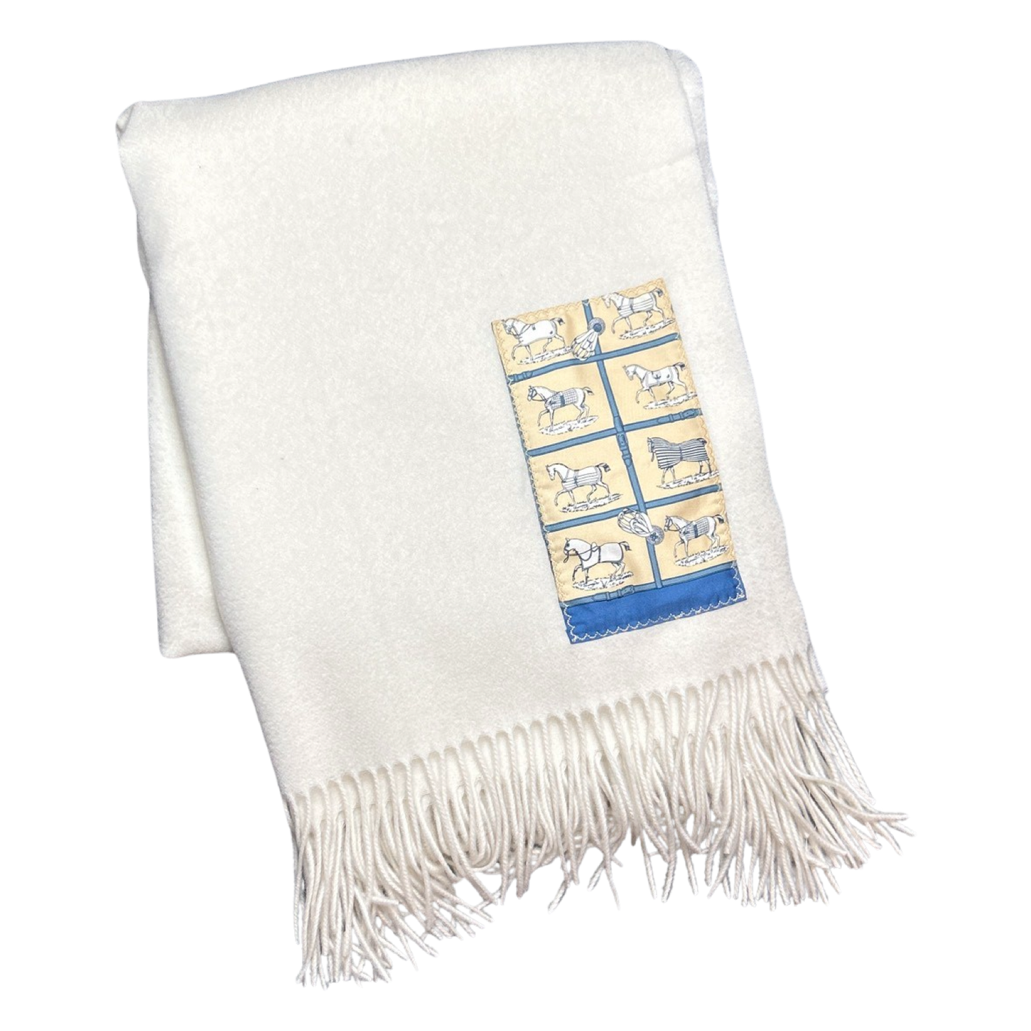 Hermes Petits Chevaux Scarf Cashmere Throw Blanket at Vintage Luxe Up 