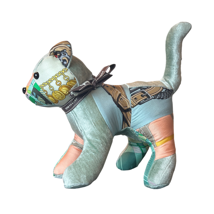 Vintage Silk Scarf Patchwork Kitten