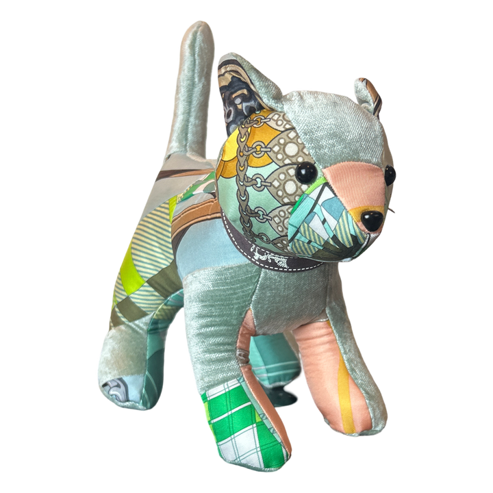 Vintage Silk Scarf Patchwork Kitten
