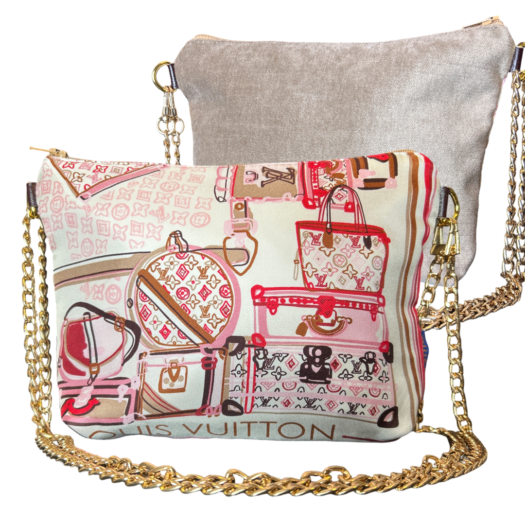 LV Malle Monogram Vintage Silk Scarf Crossbody Bag