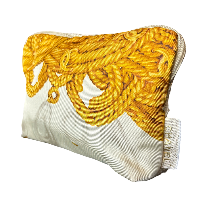 CC Logo Ivory Vintage Silk Scarf Beauty Bag