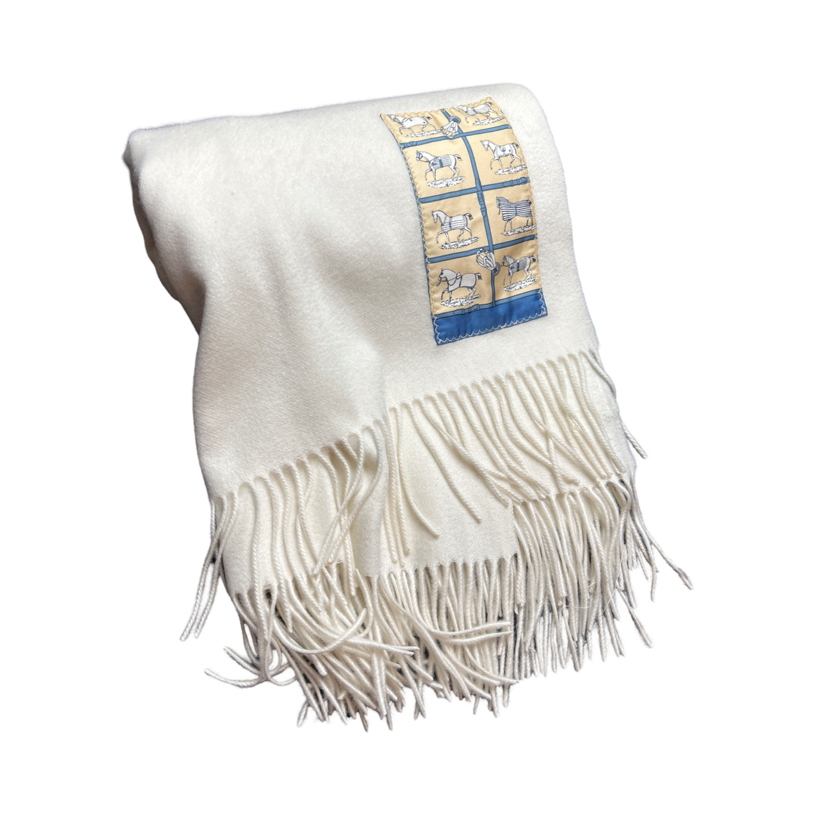 Hermes Petits Chevaux Scarf Cashmere Throw Blanket at Vintage Luxe Up 