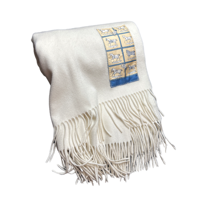 Hermes Petits Chevaux Scarf Cashmere Throw Blanket at Vintage Luxe Up 