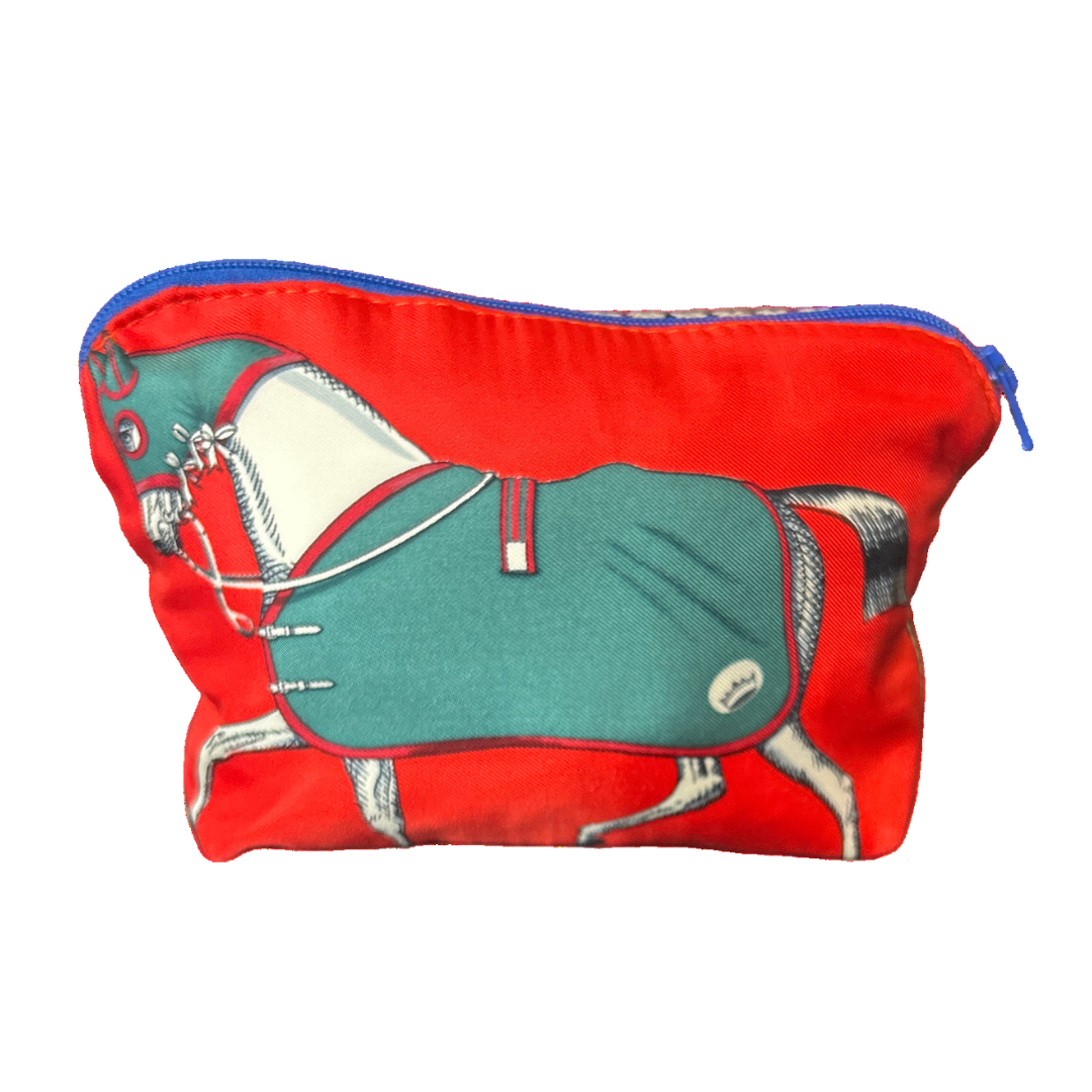 Couvertures et Tenues du Jour Red Vintage Silk Scarf Beauty Bag