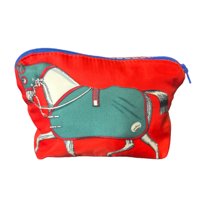 Couvertures et Tenues du Jour Red Vintage Silk Scarf Beauty Bag
