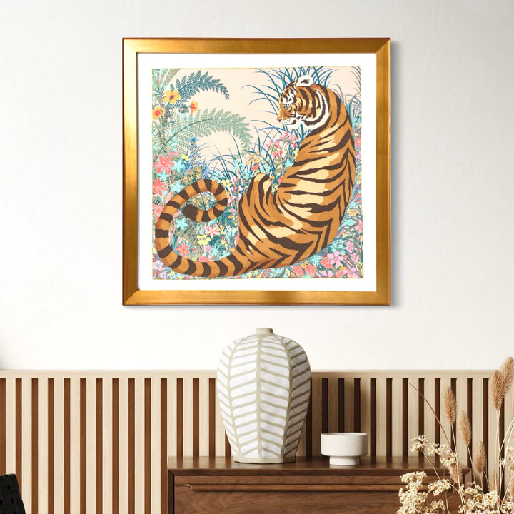 Hermes Tyger Tyger Scarf | Framed Hermes Scarf at Vintage Luxe Up 