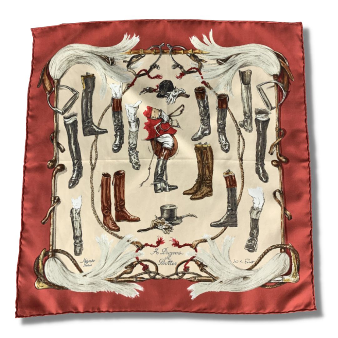 A Propos des Bottes Vintage Silk Scarf Pillow 17"