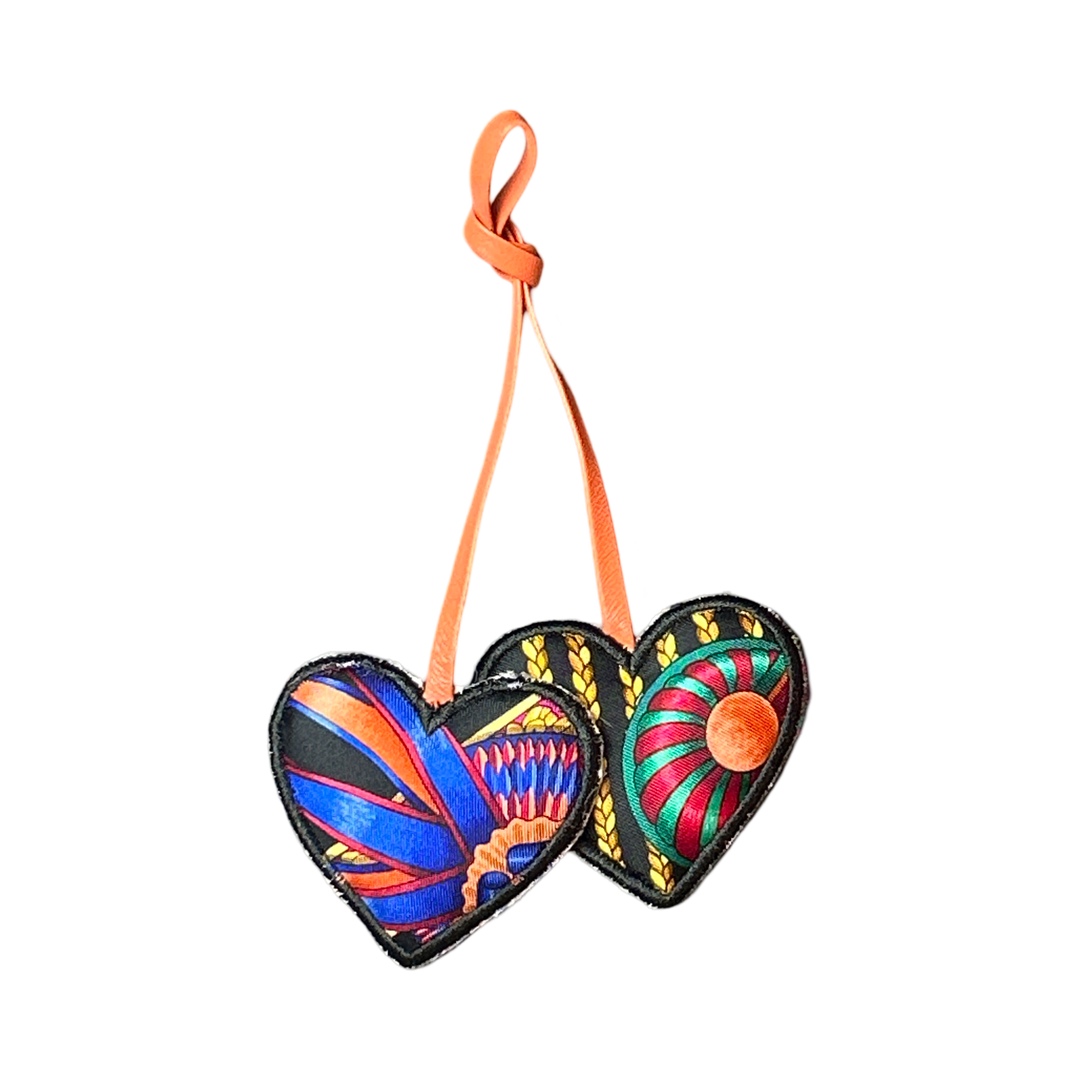 Rubans du Cheval Noir Scarf Double Heart Bag Charm